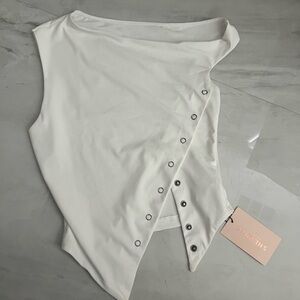 Shein off the shoulder buttoned blouse